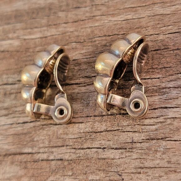 Ciani Sterling Signed Unique Modernist Metamorph Clip On Earrings - Picture 6 of 8